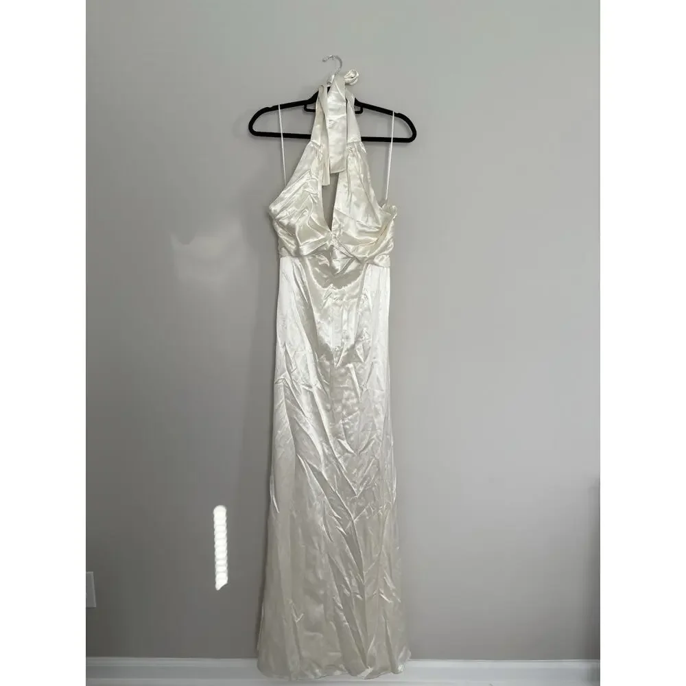 Reformation Veria Dress Halter Tie Zip Wedding Formal Style Women’s Size 4 - Picture 3 of 10